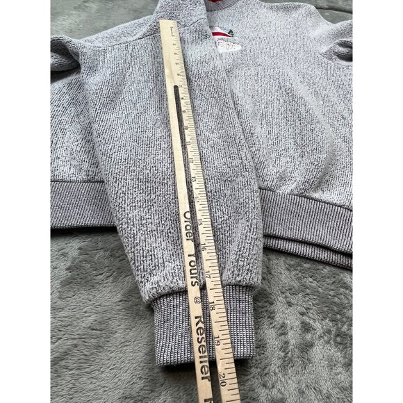 Bon Worth Womens Large Gray Red Sweatshirt Christmas Sweater Barn Snow Bird Tree - Picture 6 of 7